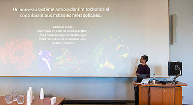 Michael Shum, titre de sa conférence : Un nouveau système antioxydant mitochondrial contribuant aux maladies métaboliques.