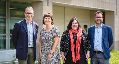 De gauche à droite : Philippe Archambault, Aurélia Fleury, Nathalie Gordon et François Routhier