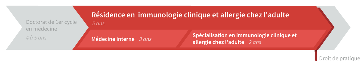 Graphique de cheminement résidence en Immunologie clinique et allergie chez l'adulte